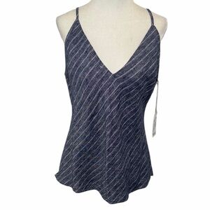 NWT Golf Hawk Blue Bias Linen Cami Tank Top Stripe Small